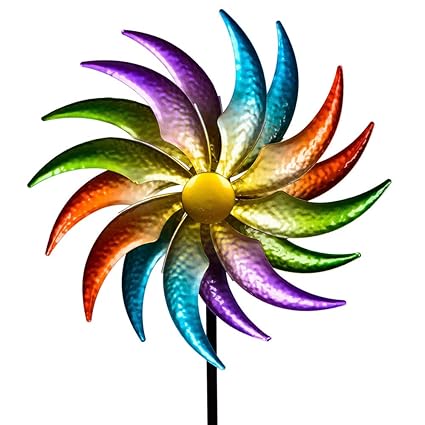 Formano Windrader Windspiel Windmuhle Doppelt Blau Rot Grun Gelb 122cm Gross Windrad Fur Den Garten Aus Metall