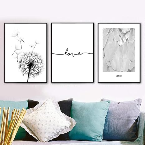 Qiumeixia1 Diente De Leon Pluma Amor Cita Arte De La Pared Pintura