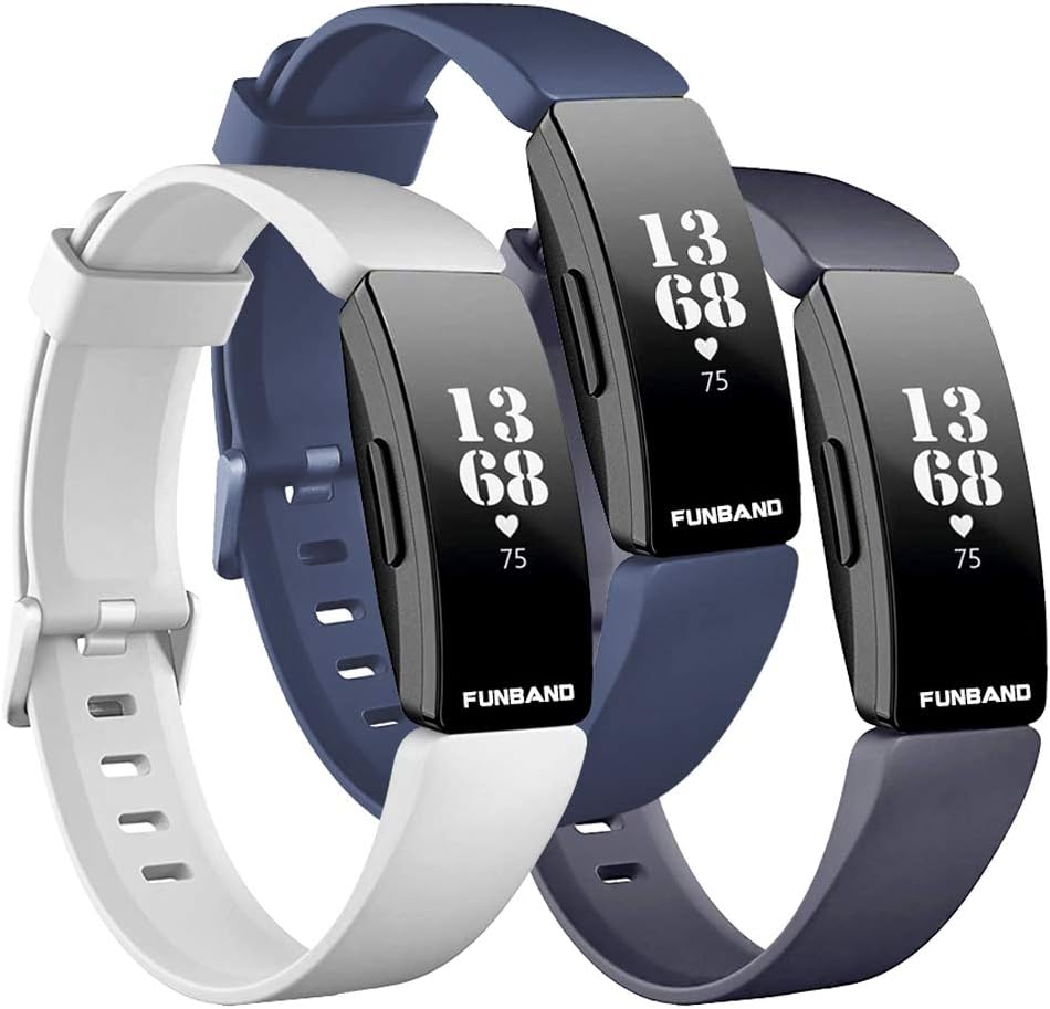 FunBand Compatible Fitbit Inspire & Fitbit Inspire HR Strap, Easy Adjust Soft Silicone Sport Replacement Accessory Bracelet Straps for Fitbit Inspire/Inspire HR Fitness Activity Wristband