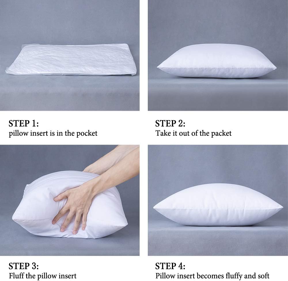 MIULEE Pack of 4 Hypoallergenic Premium Pillow Inserts Decorative Pillow Stuffers Square Form for Couch Sofa Bed Cushion 18x18 Inch: Kitchen & Dining