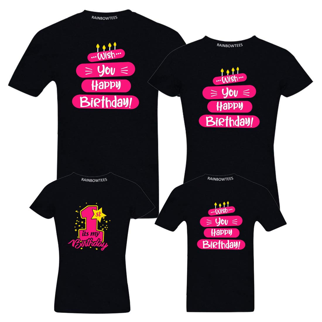 Buy RAINBOWTEES Wish You Happy 1st First Birthday Family TshirtsSet of