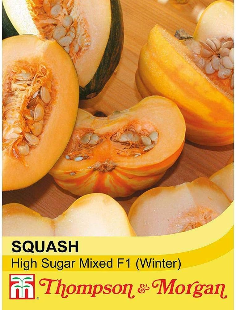 Squash Seeds Vegetable Garden Plant 'High Sugar Mixed' 1 Packet 10 Seeds by Thompson and Morgan, Green,Orange