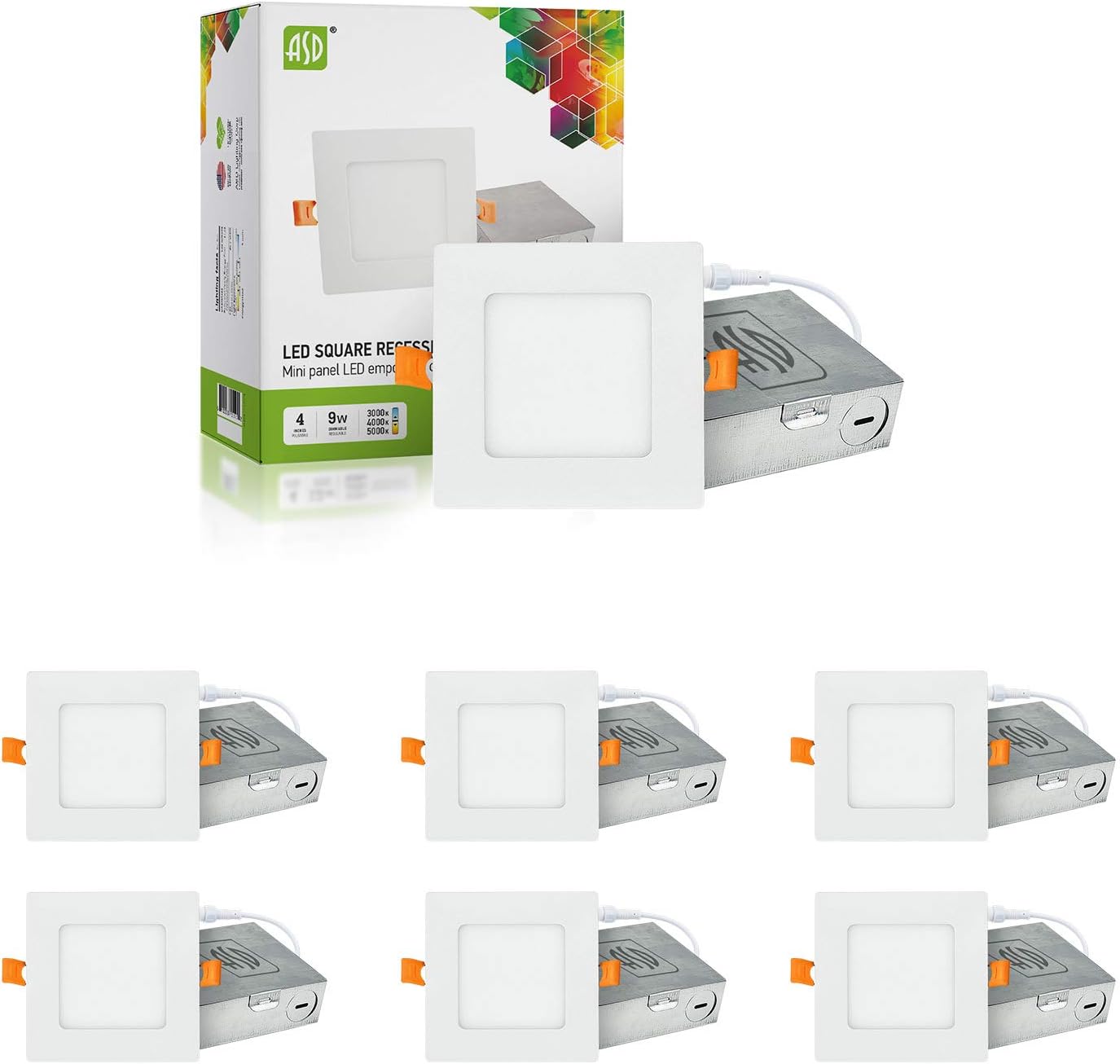 ASD 4 Inch UltraThin LED Recessed Ceiling Light with JBox, Dimmable