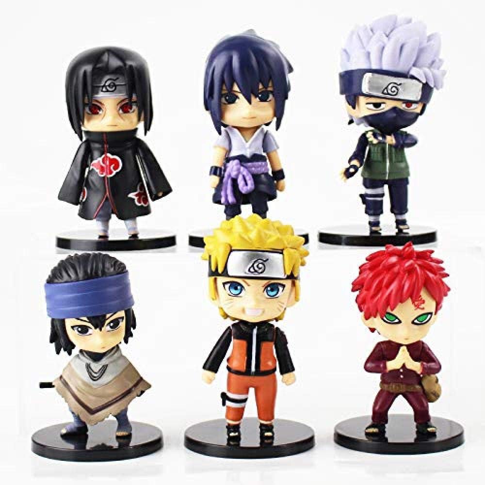 XXSDDMWJ Gift 6pcs / Lot Naruto Shippuden Figures Naruto Sasuke Itachi Kakashi Gaara Model Toys