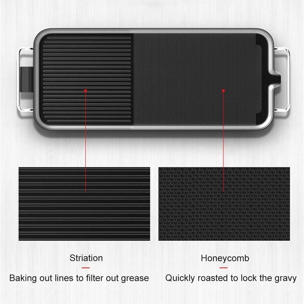 review Aluminum Alloy Teppanyaki Grill,Electric Smokeless Portable Indoor Barbecue Grill with Adjustable Thermostat Drip Tray Easy Clean Non-Stick Griddle