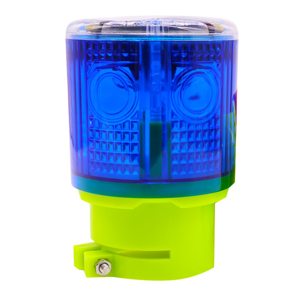 Aolyty Solar Strobe Warning Light 360 Degree Super Bright Waterproof IP48 for Construction Traffic Dock Marine Wireless Light Control Flashing (Blue)