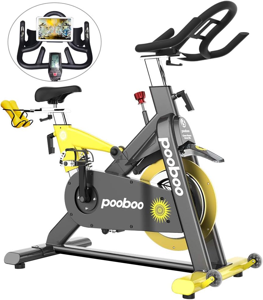 pooboo Commercial Exercise Bikes Heavy-Duty Belt Drive Indoor Cycling Bike Gym Stationary Bike with LCD Monitor Home Cardio Workout Bike Training