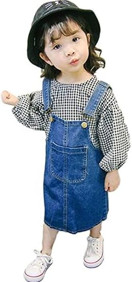 Amazon ウンセン キッズ 女の子 子供服 ワンピース ジャンパースカート ジャンスカ つ オーバーオール スカート 膝下 膝丈 オールインワン ジュニア デニムスカート ワンピース チュニック 通販