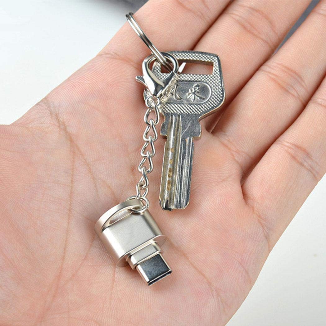 wergem Mini Portable Mit Fallschnalle Metall TF Card Typ C Kartenleser Externe Kartenlesegeräte