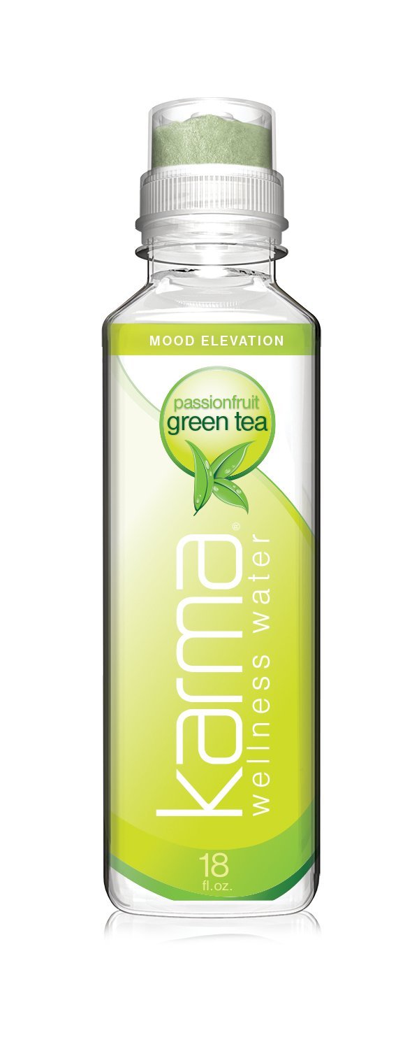 Karma Wellness Flavored Water, Passionfruit Green Tea, 18 Fl Oz (Pack