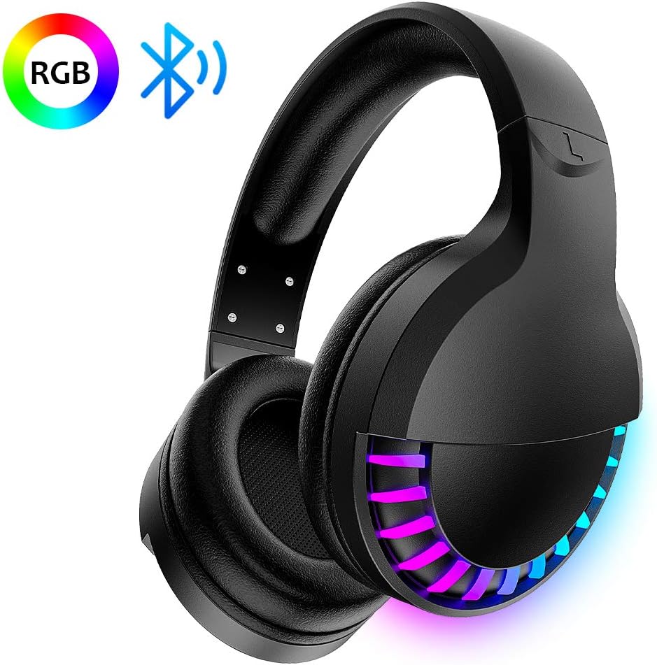 Wireless Bluetooth Headset Over Ear, HiFi Stereo 5.1 channel , RGB LED Horse Race Backlit, 1000