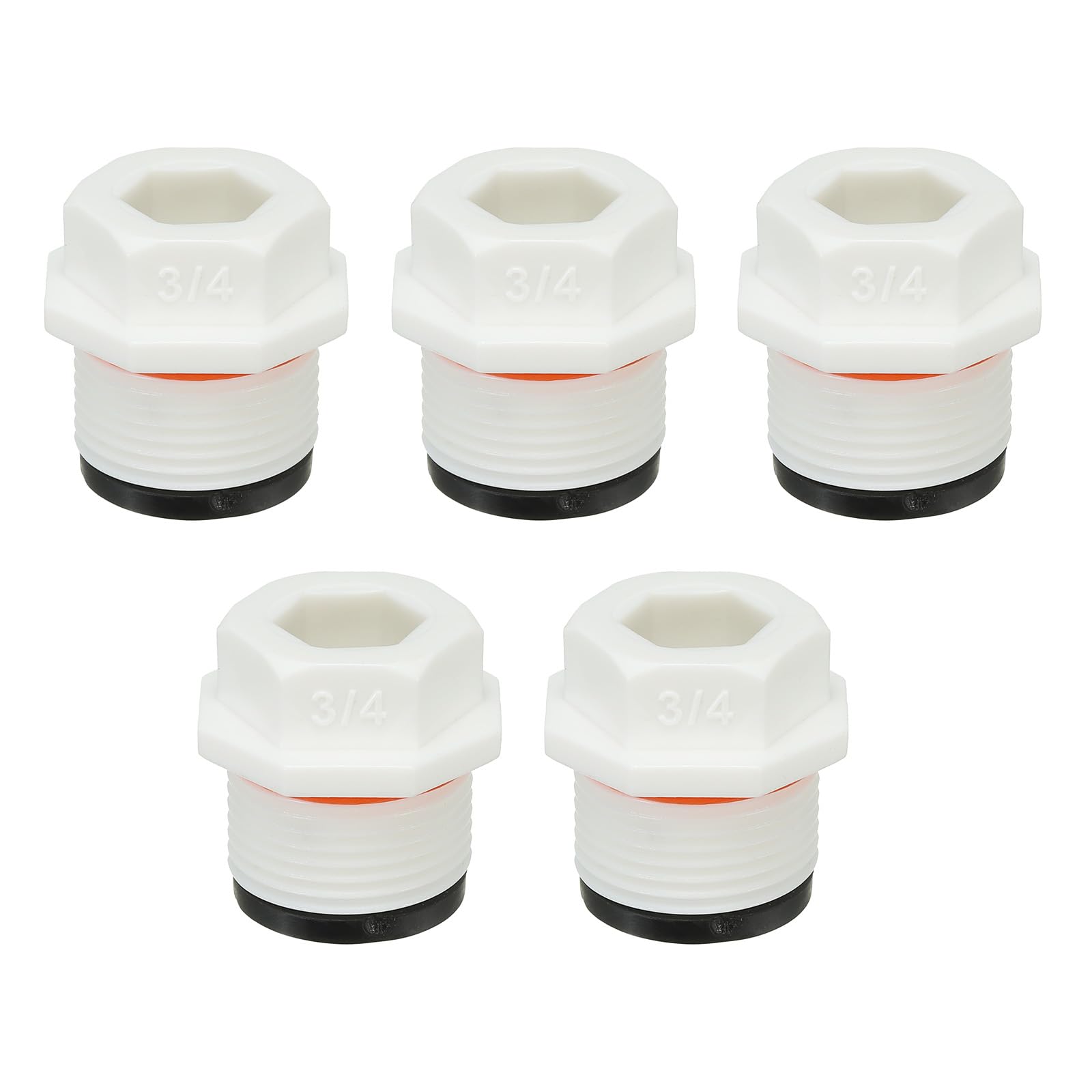 PATIKIL G3/4" Outer Hex Male Thread PPR Pipe Fitting End Cap Connector Plug, 5Pcs Garden Irrigation Water Tubing Stopper for Preventing Leakage, Cream