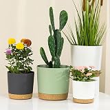 ZMTECH 16.5cm Plant Pots Set of 3 Dark Grey Modern Planters with Drainage Holes view 7