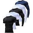 HOPLYNN 4/5 Pack Workout Compression Shirts Men Long/Short Sleeve Rash Guard Athletic Undershirt Gear T Shirt for Sports