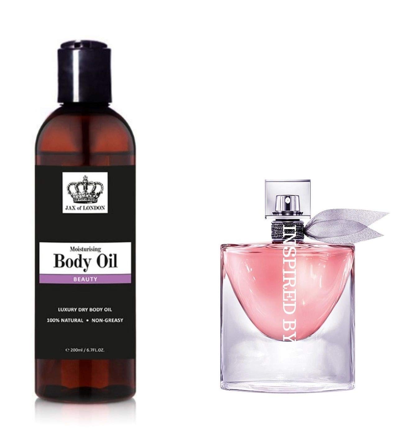 Jax of London Perfume Inspired Body Oil 200ml – 100% Natural Ingredients – Vegan & Alcohol-Free – Moisturising Oil for Skin Hair & Massage – Helps Improve Appearance of Stretch Marks – Made in UK
