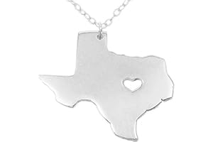 Meiligo 18K Gold Silver Country Map Charm Pendant State of Texas Map Necklace Jewelry