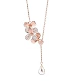 Orchid Flower Necklace with Teardrop Pearl Wedding
