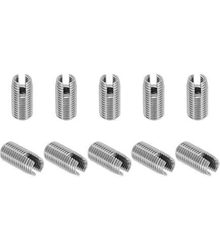 PATIKIL 40-Pack M5 X M8 Self-Tapping Threaded Inserts – 303 Stainless Steel Thread Adapter Reducer Slotted Nuts, 8mm Length, For Plastic, Aluminum, Cast Iron