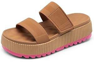 DREAM PAIRS Women's Platform Slip on Adjustable Sandals Lightweight Comfortable Non-Slip Vacation Beach Chunky Open Toe Wedges for Summer Waterproof Shoes 2026