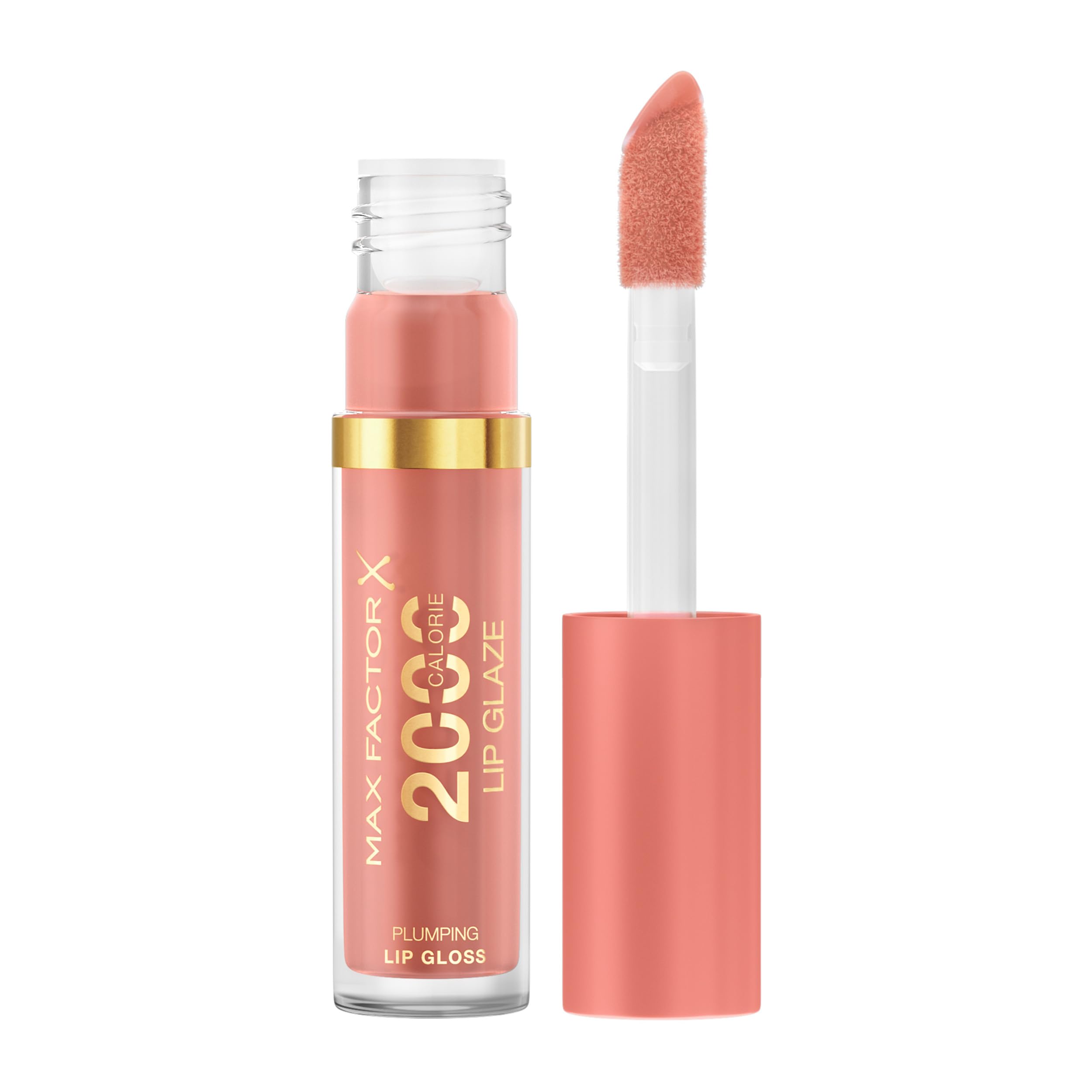 Max Factor 2000 Calorie Lip Glaze Cotton Candy, Full Shine Lip Gloss, Nourishing with Hyaluronic Acid & Squalane, Instant Plump, Non-Sticky, Vanilla-Milk Scent, Fuller Looking Lips