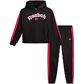 Reebok Girls Jogger Set - 2 Piece Matching Sweat Set with Pullover Hoodies and Athletic Joggers for Girls