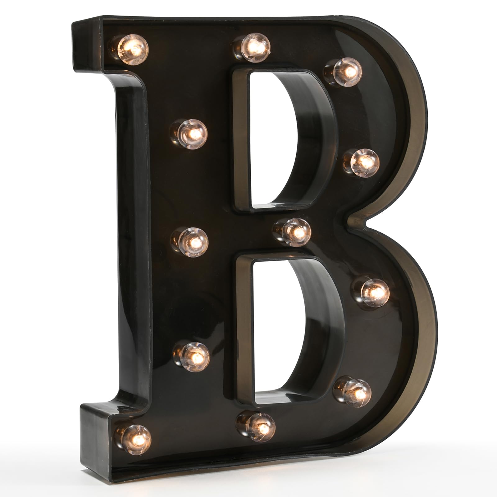 Photo 1 of Black Alphabet Marquee Letters Sign LED Marquee Number Lights Sign for Night Light Home Bar Christmas Lamp Birthday Party Wedding Decorations B