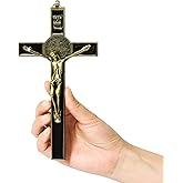 VINETEN Crucifix- Saint Benedict Wall Cross Metal Wall Art-Cross Give Blessing and The Spiritual Sacred 8 Inch