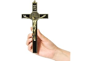 VINETEN Crucifix- Saint Benedict Wall Cross Metal Wall Art-Cross Give Blessing and The Spiritual Sacred 8 Inch