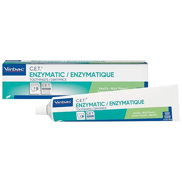 VIRBAC C.E.T.® ENZYMATIC TOOTHPASTE| TARTAR & PLAQUE CONTROL FOR FRESH BREATH | PET DENTAL CARE TOOTHPASTE |VANILLA MINT FLAVOR, 2.5 OZ