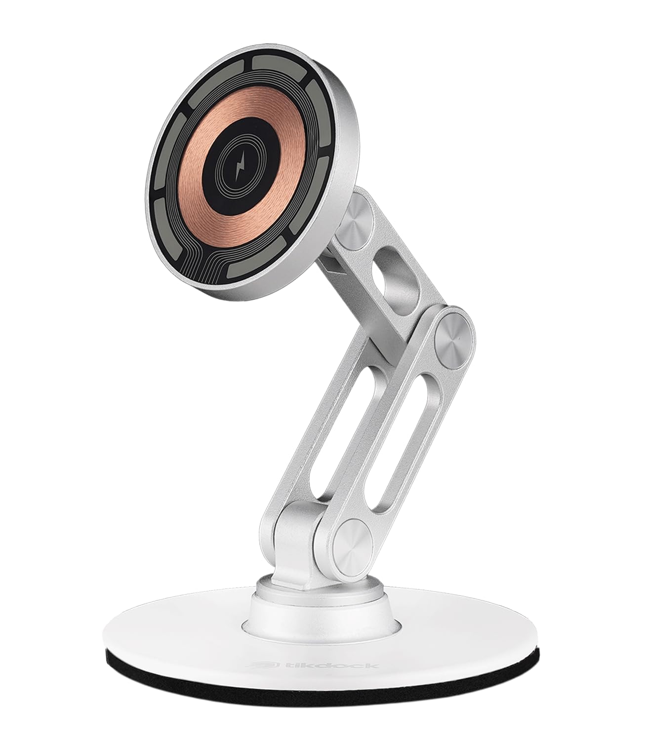 TIKDOCK ClikDock Cell Phone Magnetic Wireless Charger Stand, 360° Spin, Aluminum Construction, Compatible with MagSafe Phones for iPhone & Andriod (Platinum)