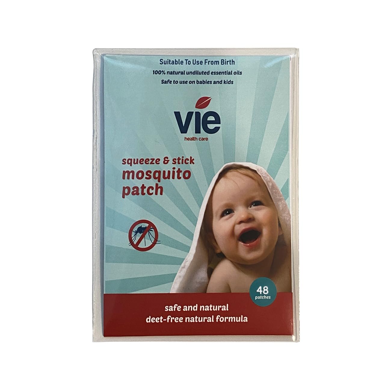 VIE Squeeze & Stick Mosquito Patches (48 Patches) | DEET-Free, Plant-Based Protection for Babies, Kids & Adults | Long-Lasting, Travel-Friendly I Outdoor Essential I Repels Mosquitoes & Other Insects