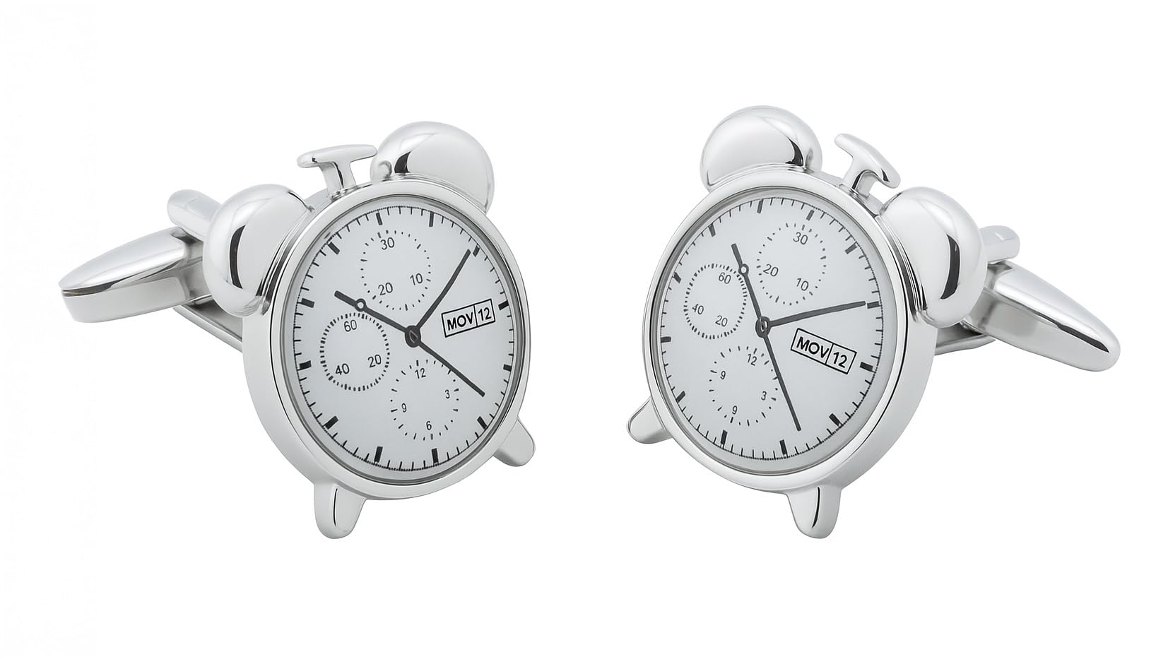 Alarm Clock Novelty Cufflinks with Gift Pouch