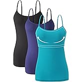 Orrpally Women Cotton Camisole Shelf Bra Cami Tank Tops Adjustable Spaghetti Strap Tank Top 3-Pack