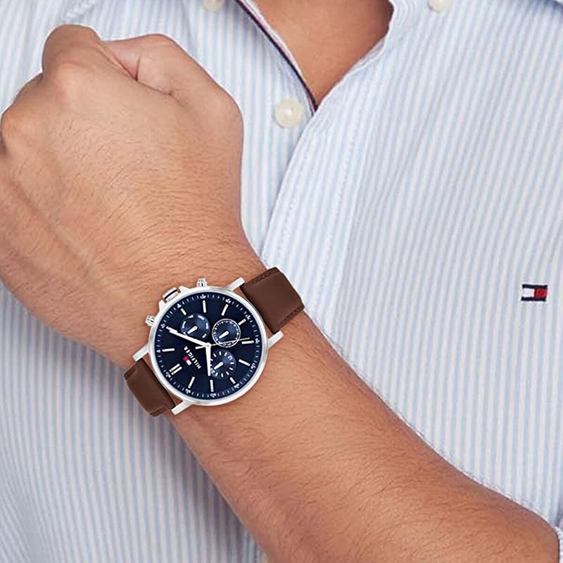 Montre Analogique Multifunction à Quartz pour Homme avec Bracelet en Cuir Marron - 1710585 — photo 4 sur 8
