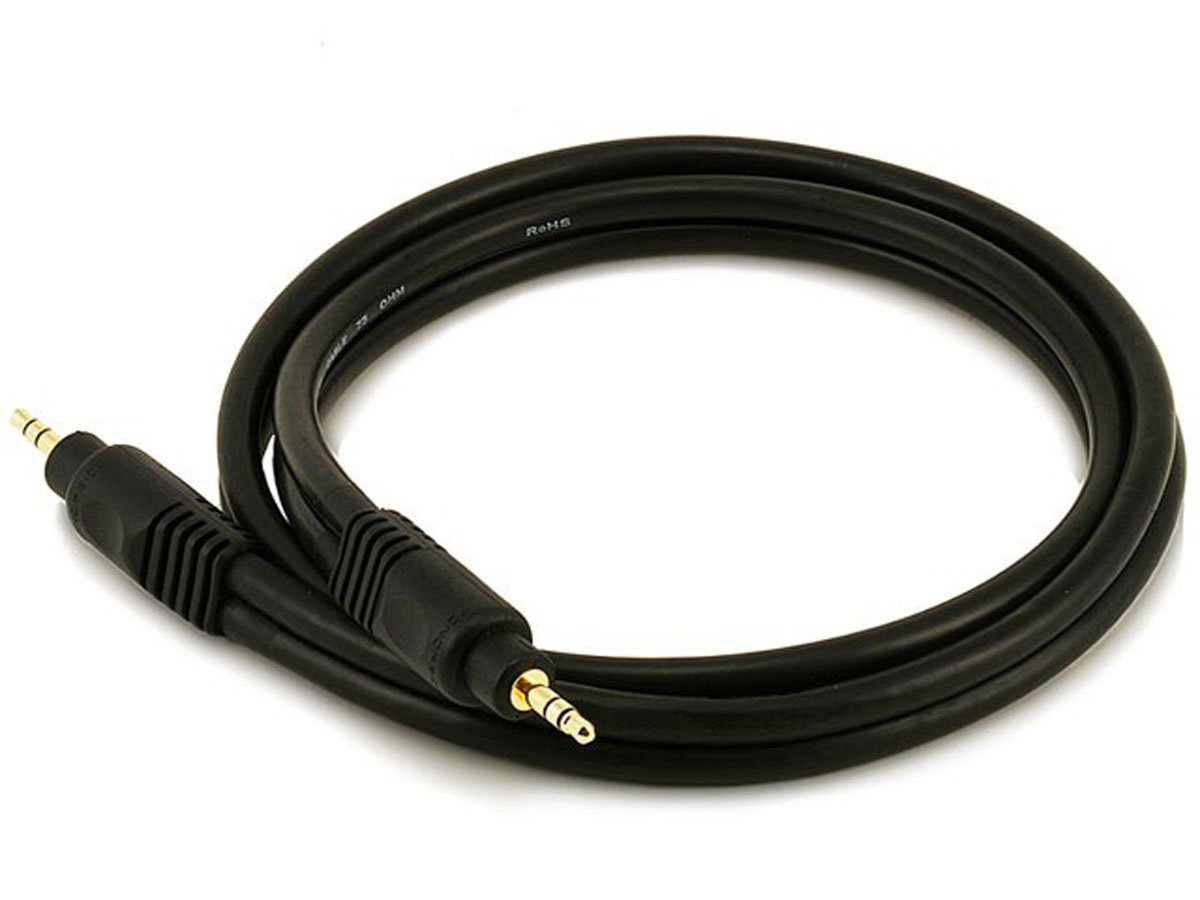Photo 1 of Monoprice Audio Cable - 3 Feet - Black | Premium 3.5mm Stereo Male to 3.5mm Stereo Male 22AWG, Gold Plated, 1 Count (Pack of 1)