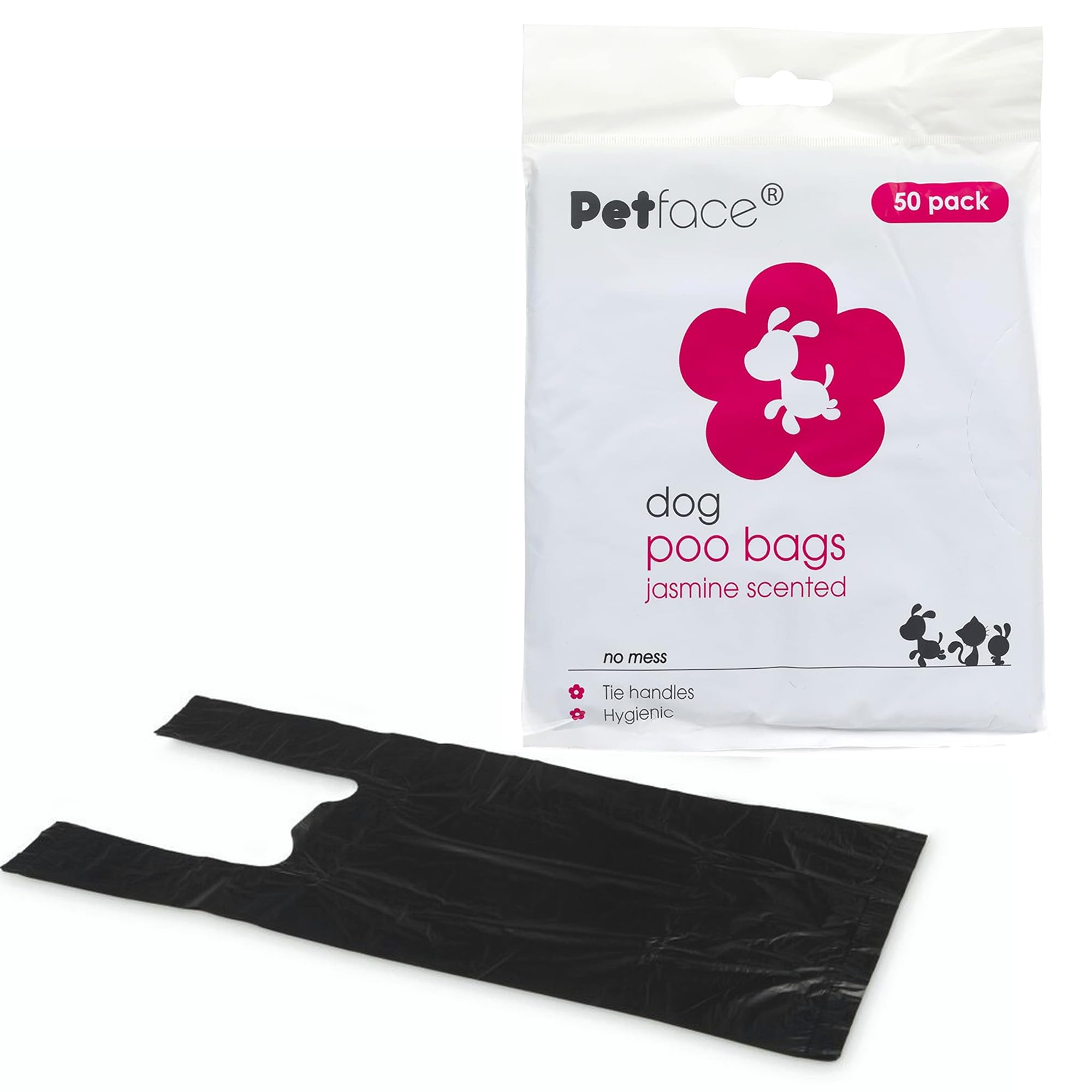 Petface Tie Handle Dog Poop Bags, Jasmine Scented (Pack of 50)