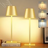 FenFud 2 Pack Gold Cordless Table Lamp - 6000mAh Battery Operated Touch Lamp with 3 Color Stepless Dimming, Waterproof & Wireless for Indoor & Outdoor Use, Perfect for Living Room Camping Café Patio