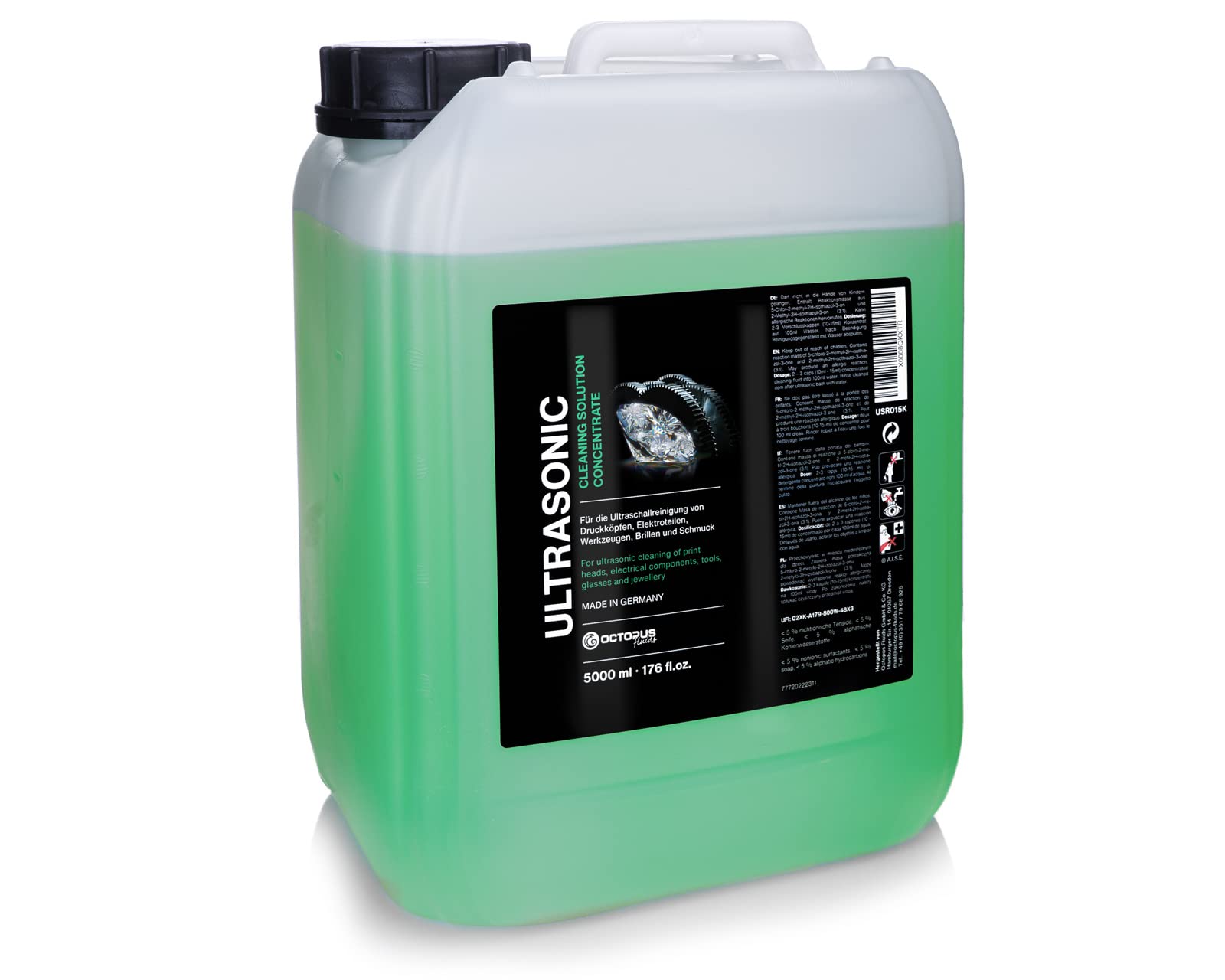 OCTOPUS powerful ultrasonic cleaner, concentrate for use in ultrasonic cleaner, glasses cleaner, mechanics and printing technology cleaner 5L (5000ml)