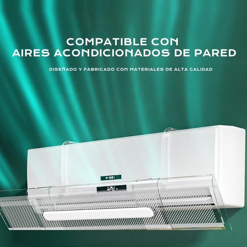 Deflector Ajustable para Aire Acondicionado Transparentes de PET - Accesorios de Ventilación Anti-Soplo Directo para Aire Acondicionado de Pared en Hogar y Oficina