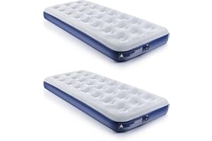 QDH Camping Air Mattress Inflatable Air Bed Flocked Surface Travel Bed Sleeping Pad Air Bed for Outdoor Camping Tent Guest Travelling(2 PCS)