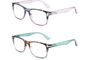 Loycco 2/4/5 Pack Square Reading Glasses Blue Light Blocking Readers Spring Hinge for Women Men