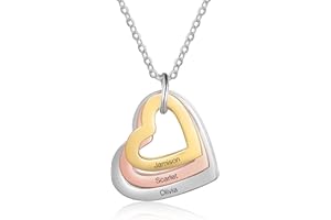 Engraved Necklace for Mom – Personalized Heart or Disc Pendant with Kids’ Names – Custom Family Necklace – Meaningful Jewelry