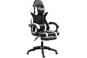 Ntiibcuy White Gaming Chair for Kids, Massage Video Game Chair Silla Gamer with Lumbar Support, Big and Tall Computer Chair for Heavy People