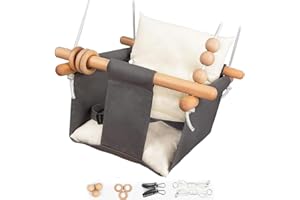 Tislly Baby Swing Outdoor Indoor Toddler Swing Seat with Safety Belt, Canvas Hanging Swings Outside Tree Swing Great Gift for Baby Boys Girls Kids Lovers