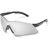 Gateway Safety 14GB8M Hawk Wraparound Safety Glasses, Silver Mirror Lens, Black Temple