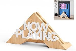 MEIHAOME Elegant Vinyl Showcase, Handcrafted Wood NOW PLAYING Tabletop, Wall Mount Record Display with Effortless No-Tool Assembly