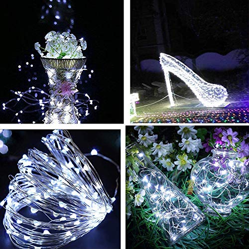 Upgraded Solar Outdoor String Lights- 100 LED 8 Modes Copper Wire Lights, 2-Pack Solar Garden Lights, Waterproof Fairy Lights for Tree, Patio, Home, Yard, Pathway, Party, Wedding (32FT, White)