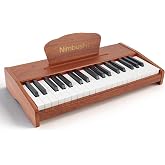 NimbusFit 37-Key Digital Piano, Walnut Grain Rechargeable Portable Keyboard, Standard Tones, Smooth Key Response, with Music Stand &amp; Key Stickers for Beginner Music Practice