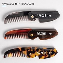 ZEUS Folding Mustache Comb, Handmade Saw-Cut Best