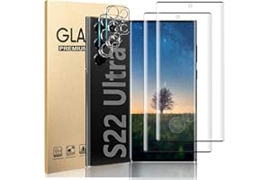 SAFE2M [2+2 Pack] Galaxy s22 Ultra Screen Protector, 2 Pack Tempered Glass Screen Protector +2 Pack Tempered Glass Camera Lens Protector,3D Curved,9H Tempered Glass, Ultrasonic Fingerprint Support, HD Clear Scratch Resistant for Samsung Galaxy s22 Ultra 5G Glass Screen Protector